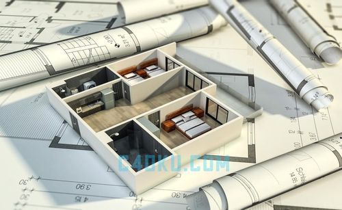 三维建筑物设计概念数字施工图楼房平面纸3d效果工程图房间max模型